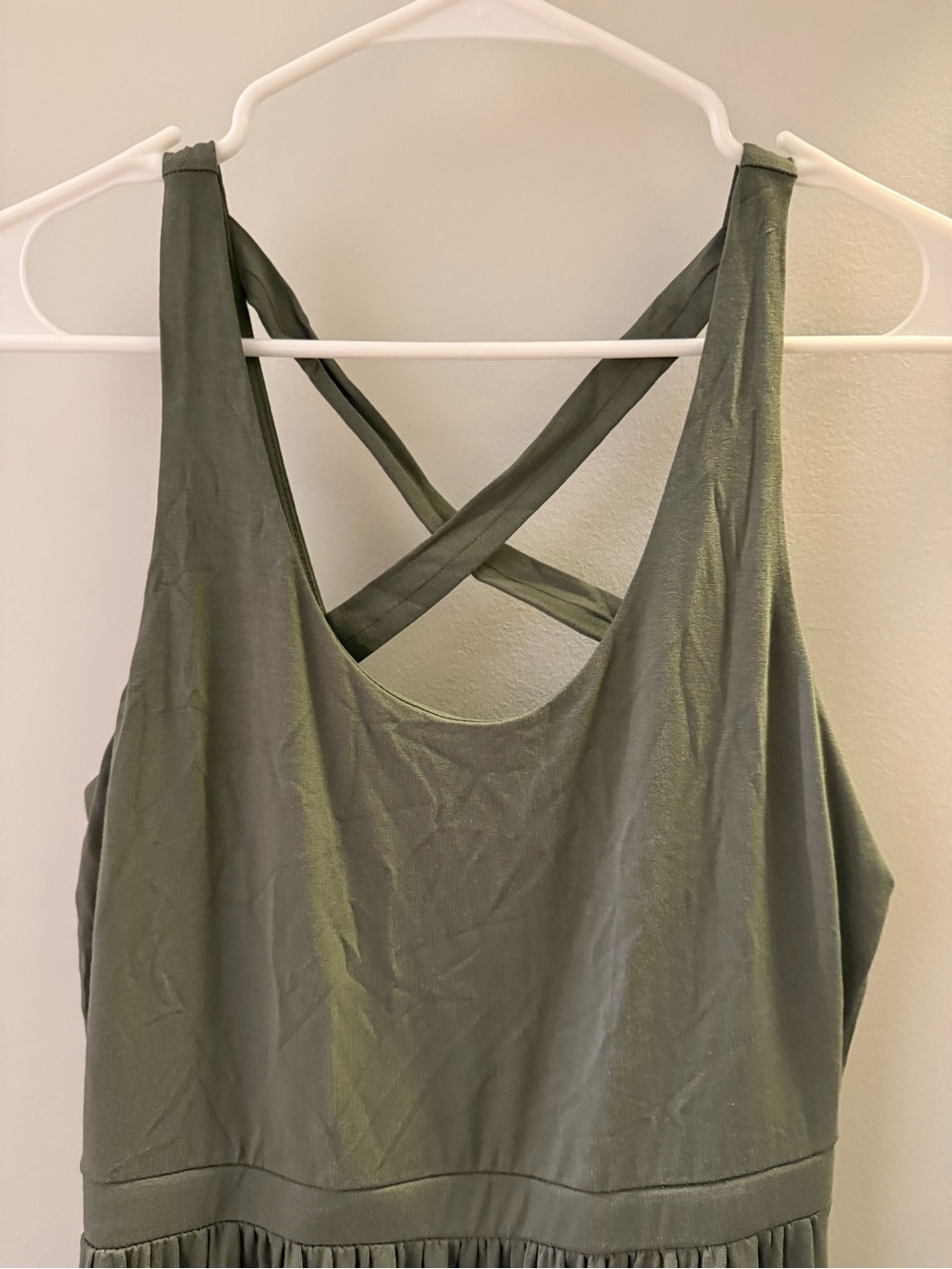LOFT Olive Cross-Back Tank Dress